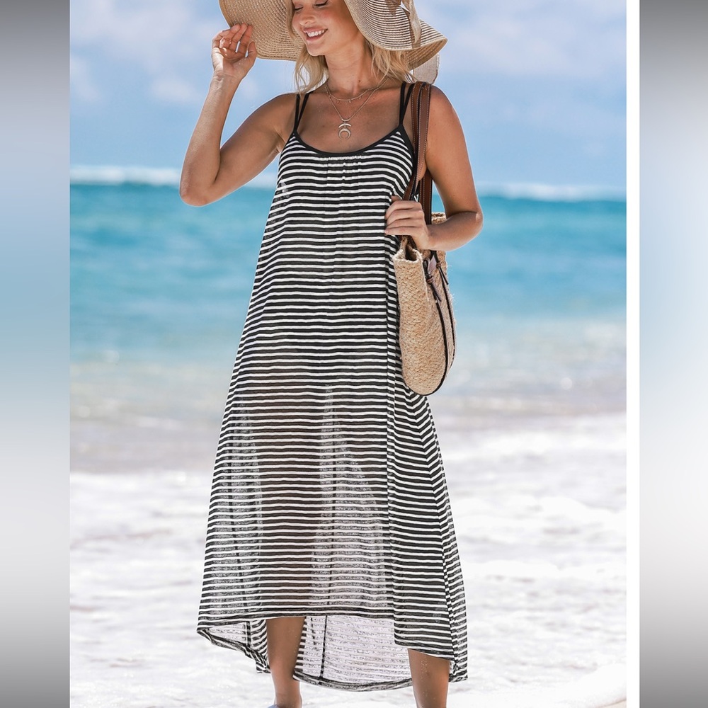 Cupshe Striped Slip Jersey Cover-Up Dress Vacation